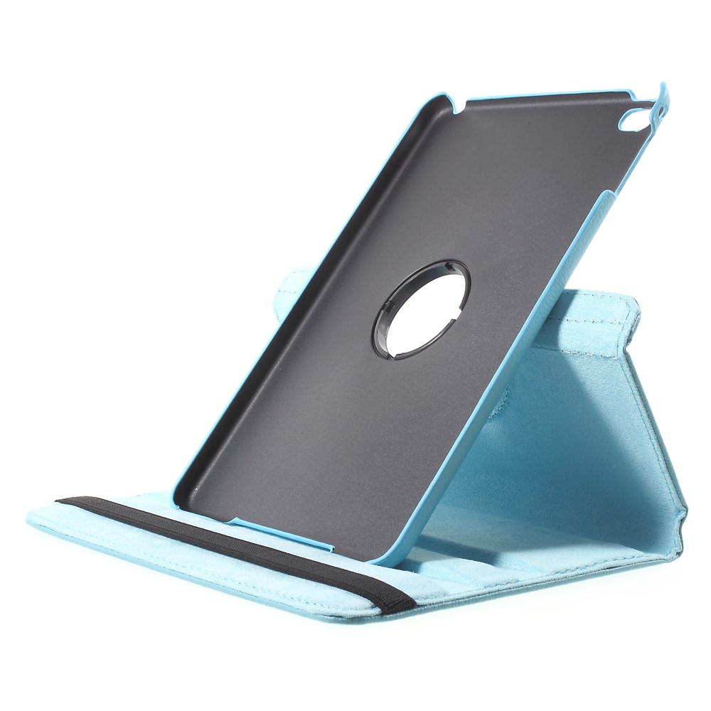 For iPad mini 4 Lychee 360-Rotation Stand Leather Shell Case - Baby Blue-5