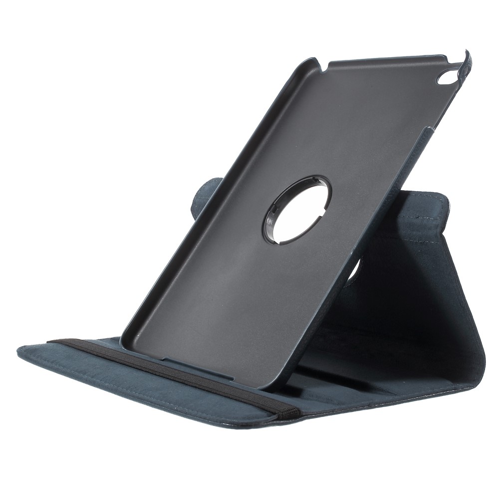 For iPad mini 4 Lychee 360-Rotation Stand Leather Protective Case - Dark Blue-5