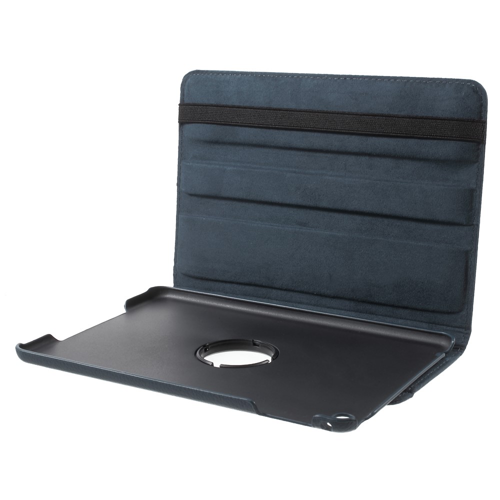 For iPad mini 4 Lychee 360-Rotation Stand Leather Protective Case - Dark Blue-7