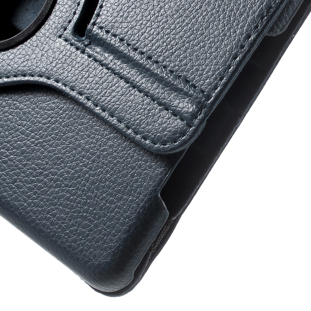 For iPad mini 4 Lychee 360-Rotation Stand Leather Protective Case - Dark Blue-9