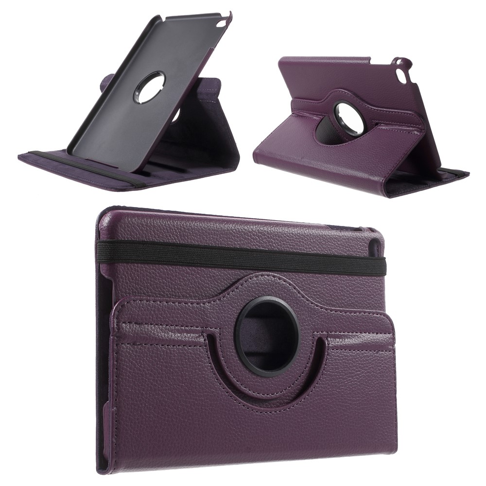 360-degree Rotating Stand Lychee Leather Cover for iPad mini 4 - Purple-1