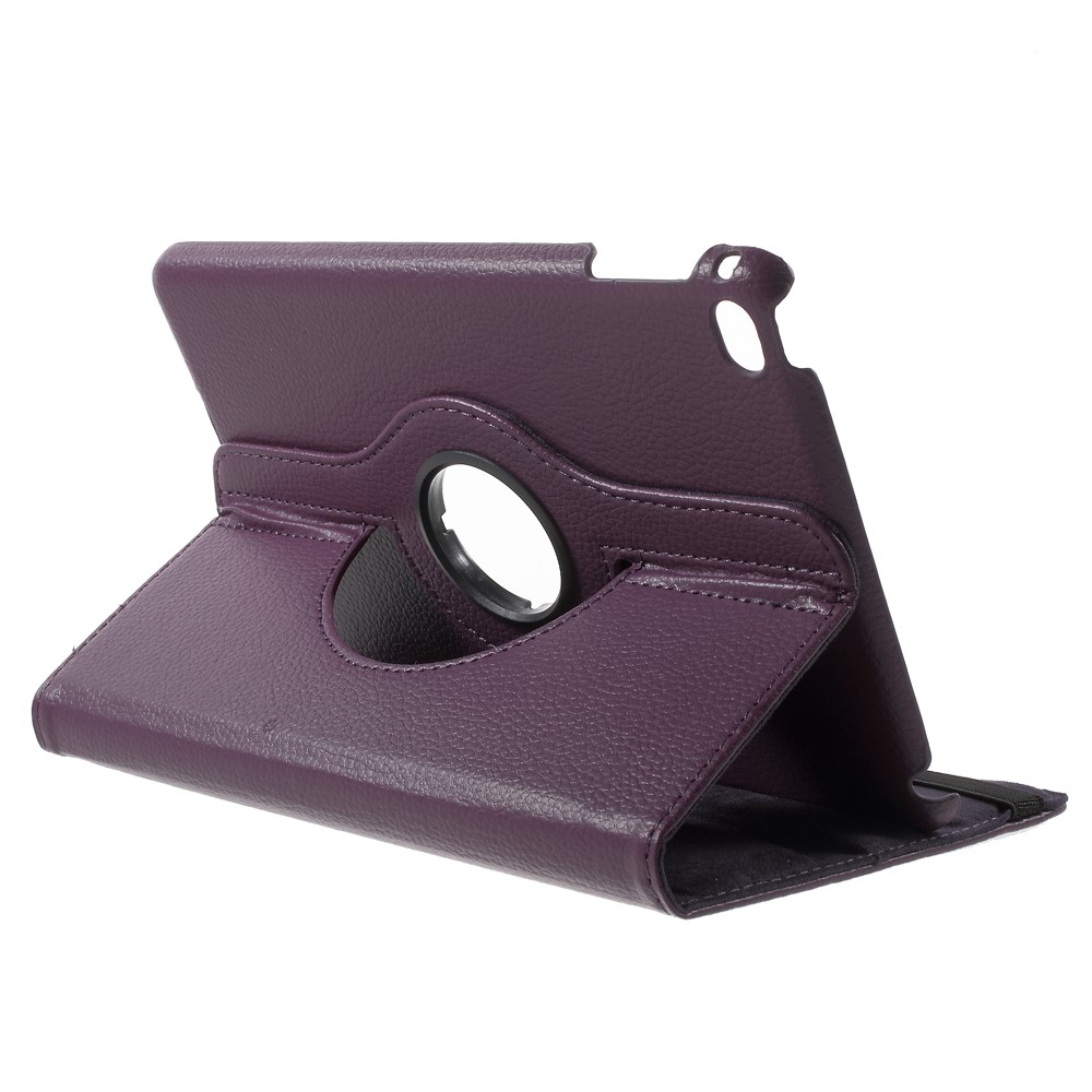 360-degree Rotating Stand Lychee Leather Cover for iPad mini 4 - Purple-4
