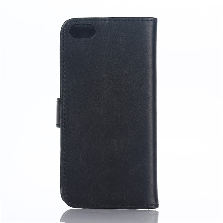 For iPod Touch 6 Retro Crazy Horse Leather Wallet Case with Stand - Black-2