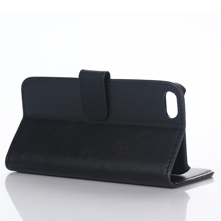 For iPod Touch 6 Retro Crazy Horse Leather Wallet Case with Stand - Black-4