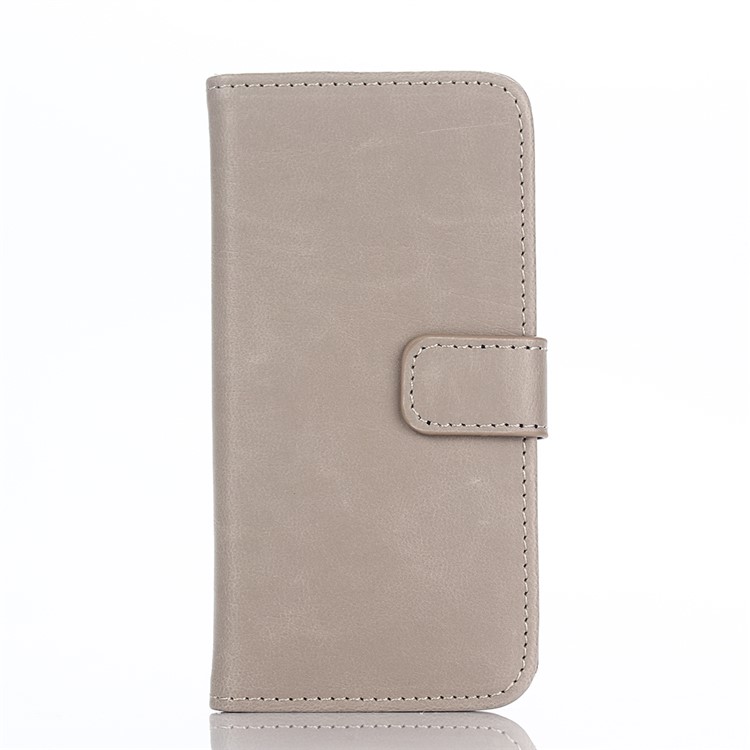For iPod Touch 6 Retro Crazy Horse Wallet Leather Stand Case Cover - Grey-1