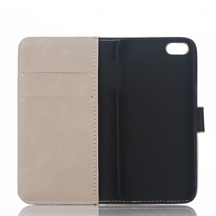For iPod Touch 6 Retro Crazy Horse Wallet Leather Stand Case Cover - Grey-3