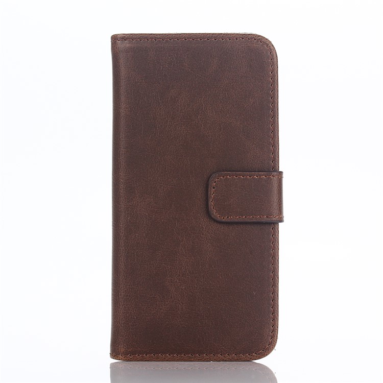 For iPod Touch 6 Retro Crazy Horse Stand Wallet Leather Phone Case - Coffee-1