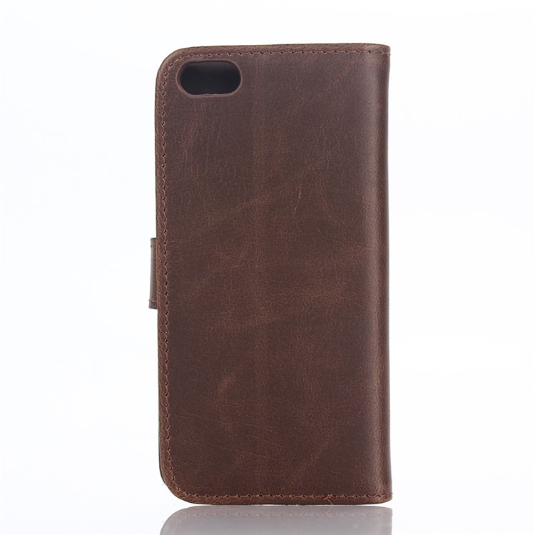 For iPod Touch 6 Retro Crazy Horse Stand Wallet Leather Phone Case - Coffee-2
