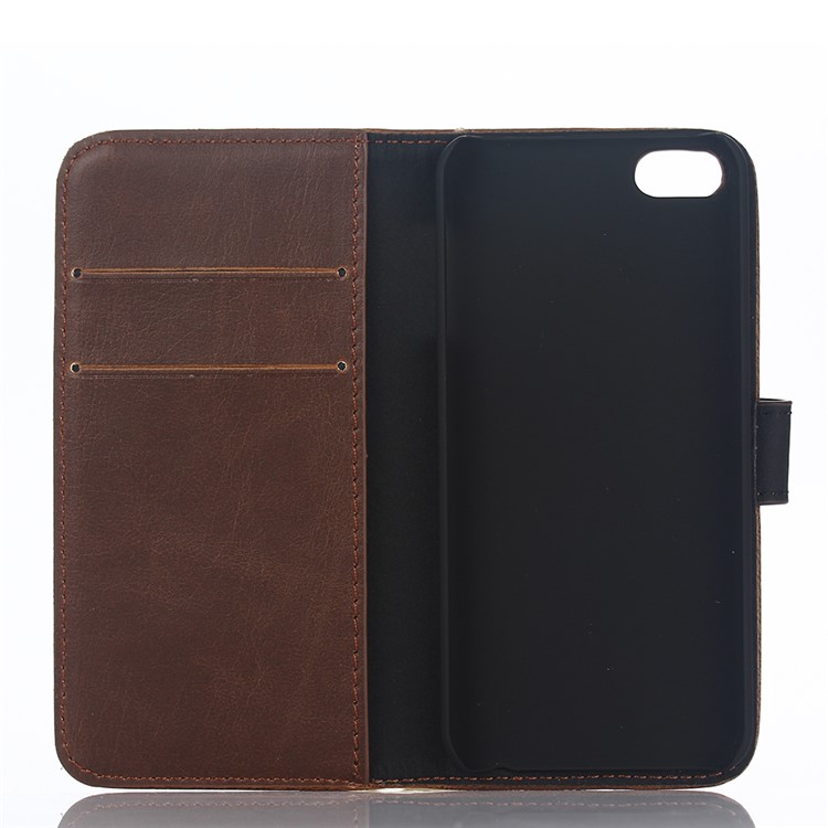 For iPod Touch 6 Retro Crazy Horse Stand Wallet Leather Phone Case - Coffee-3