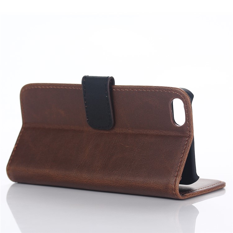 For iPod Touch 6 Retro Crazy Horse Stand Wallet Leather Phone Case - Coffee-4