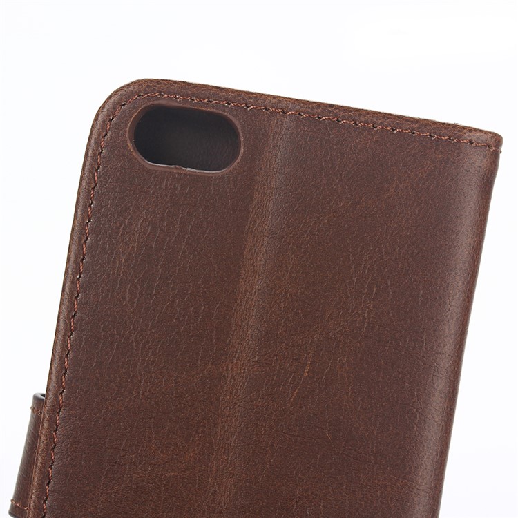 For iPod Touch 6 Retro Crazy Horse Stand Wallet Leather Phone Case - Coffee-7