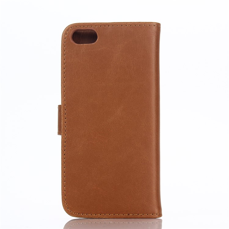 For iPod Touch 6 Wallet Leather Case with Stand & Retro Crazy Horse Texture - Brown-2