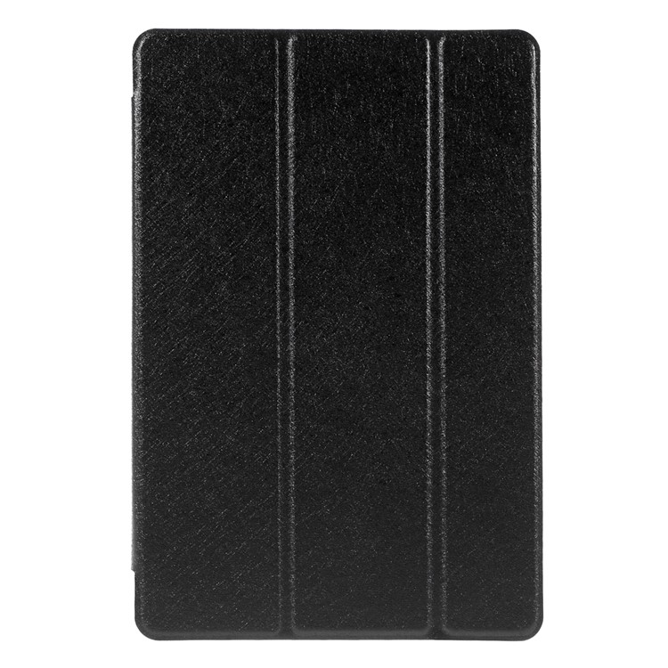 For iPad mini 4 Tri-Fold Stand Smart Leather Case Cover Silk Texture - Black-1