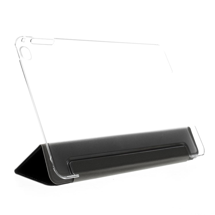 For iPad mini 4 Tri-Fold Stand Smart Leather Case Cover Silk Texture - Black-3