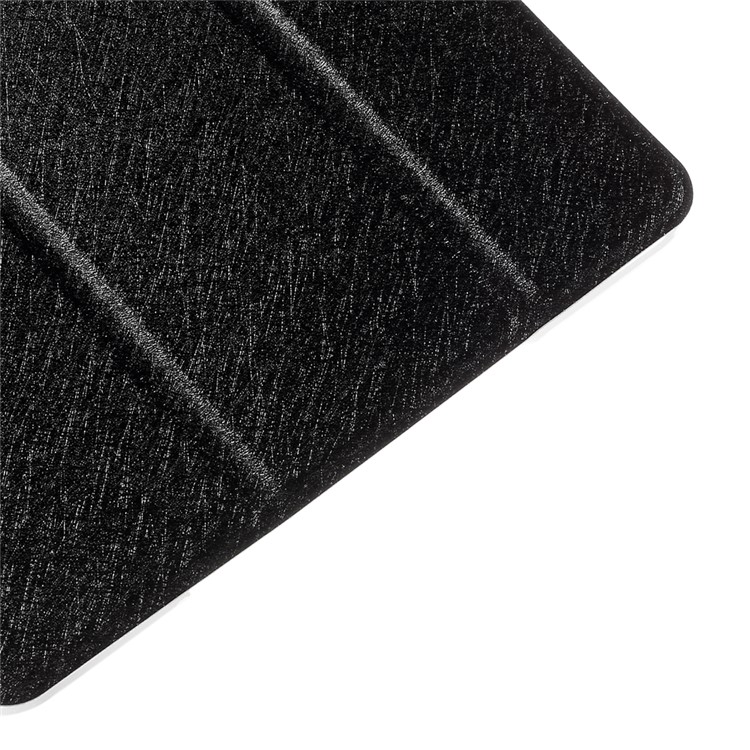 For iPad mini 4 Tri-Fold Stand Smart Leather Case Cover Silk Texture - Black-7