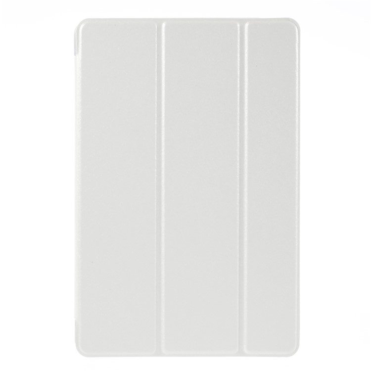 For iPad mini 4 Silk Texture Tri-Fold Smart Leather Stand Cover Shell - White-1
