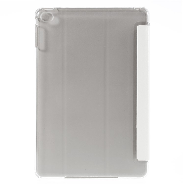 For iPad mini 4 Silk Texture Tri-Fold Smart Leather Stand Cover Shell - White-2