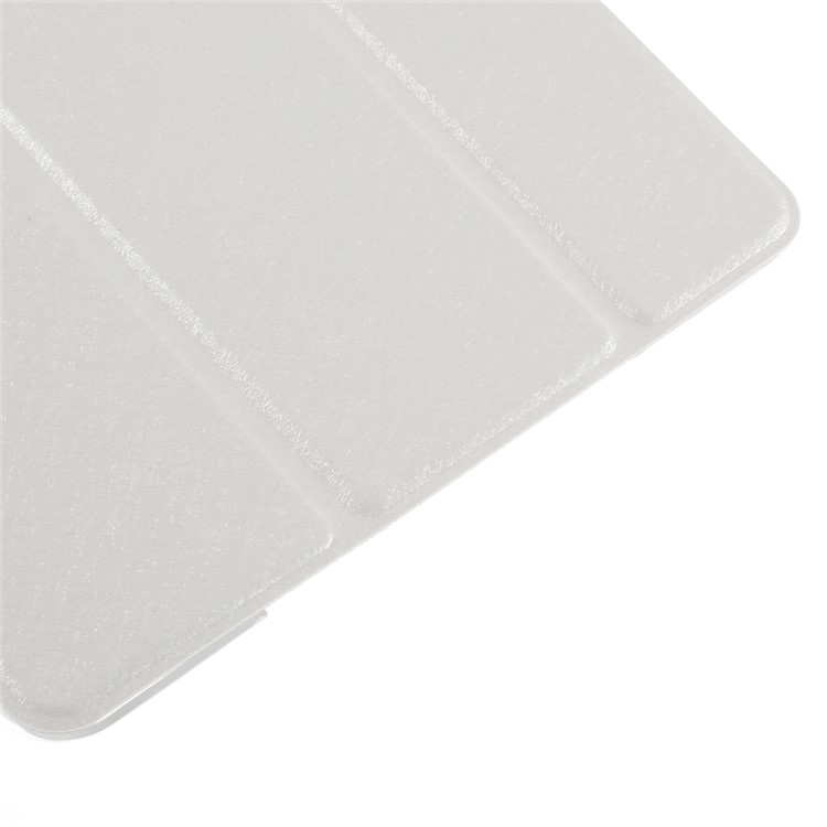 For iPad mini 4 Silk Texture Tri-Fold Smart Leather Stand Cover Shell - White-7
