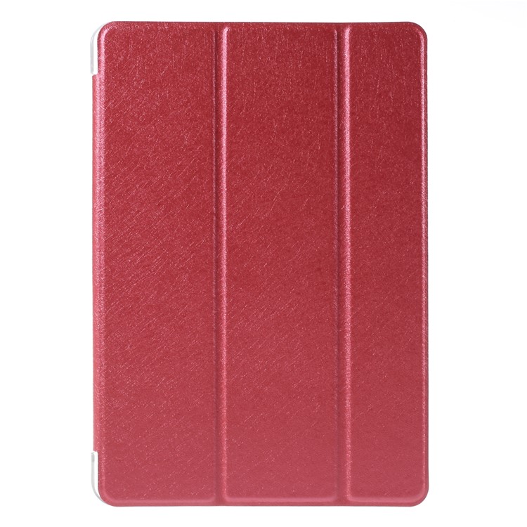 Silk Texture Tri-Fold Smart Leather Cover for iPad mini 4 with Stand - Red-1