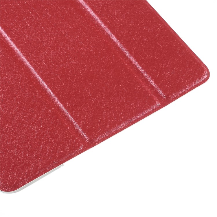 Silk Texture Tri-Fold Smart Leather Cover for iPad mini 4 with Stand - Red-7
