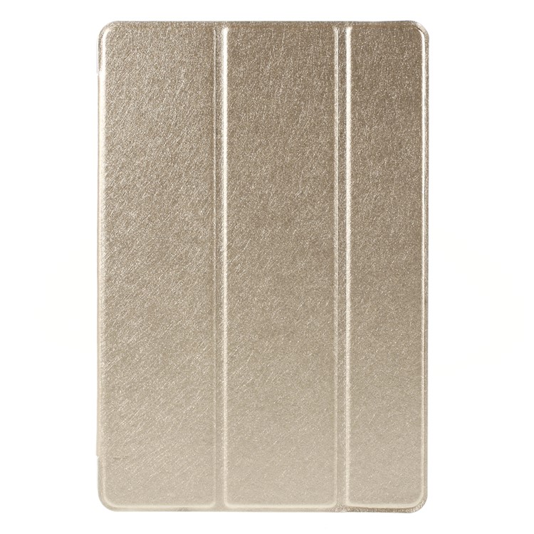 For iPad mini 4 Tri-Fold Stand Smart Leather Case Silk Texture - Champagne-1