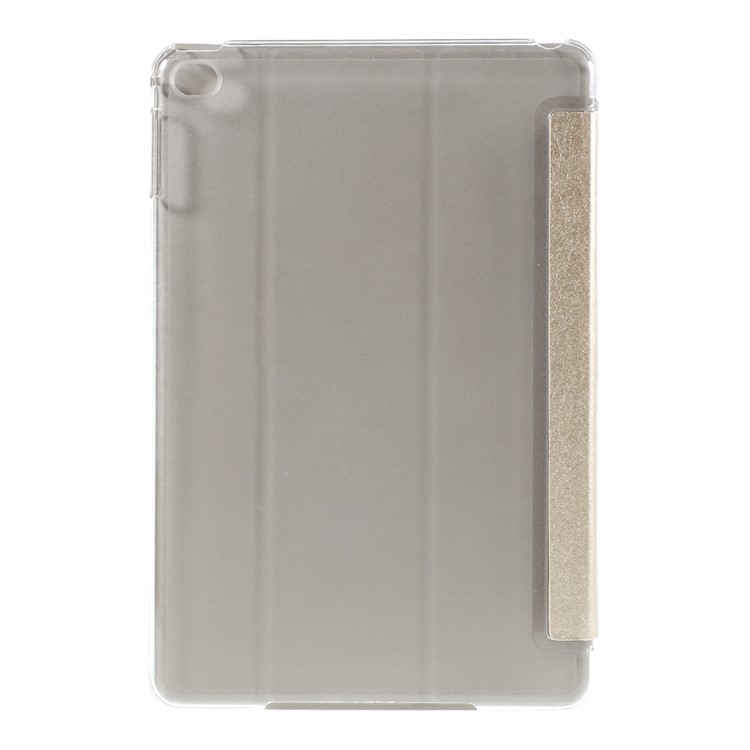 For iPad mini 4 Tri-Fold Stand Smart Leather Case Silk Texture - Champagne-2