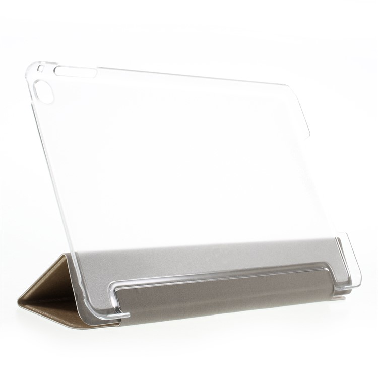 For iPad mini 4 Tri-Fold Stand Smart Leather Case Silk Texture - Champagne-3