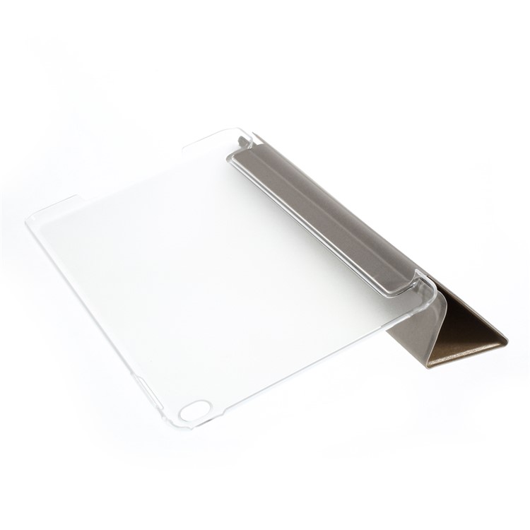 For iPad mini 4 Tri-Fold Stand Smart Leather Case Silk Texture - Champagne-5
