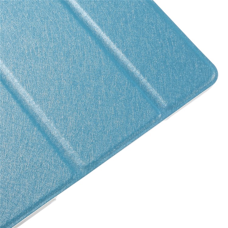 Silk Texture Tri-Fold Smart Leather Shell for iPad mini 4 with Stand - Blue-7