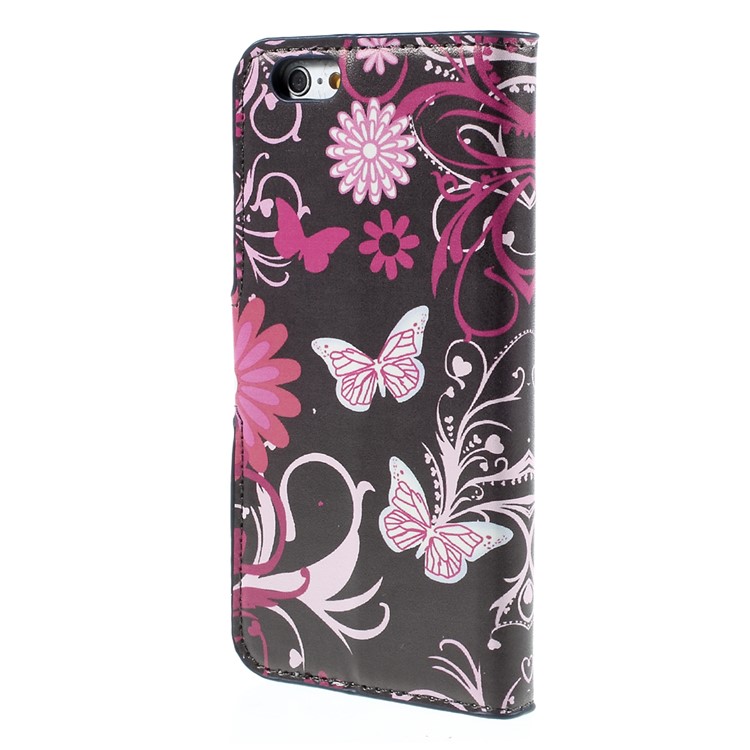 Carteira Leather Stand Cover para iPhone 6s-borboleta flor-2