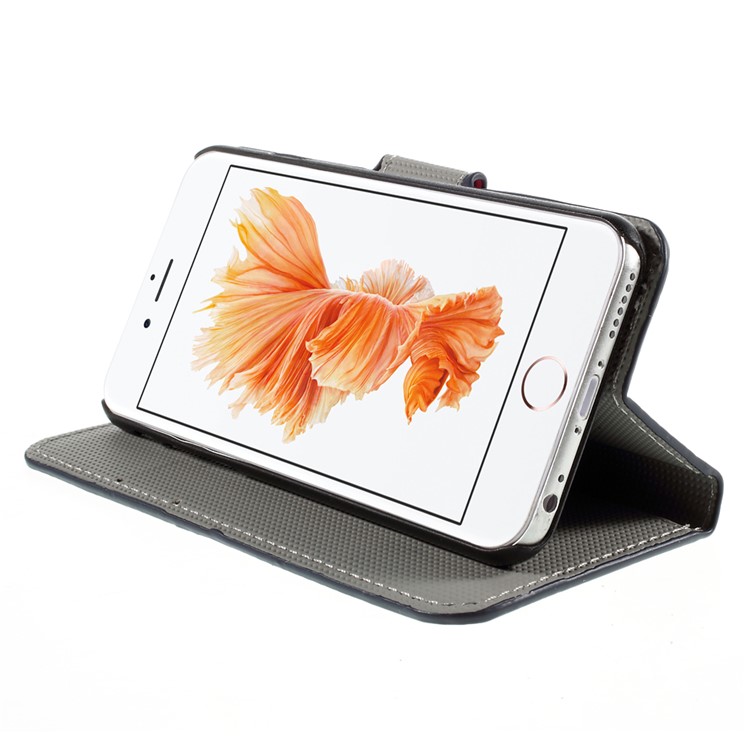 Carteira Leather Stand Cover para iPhone 6s-borboleta flor-4