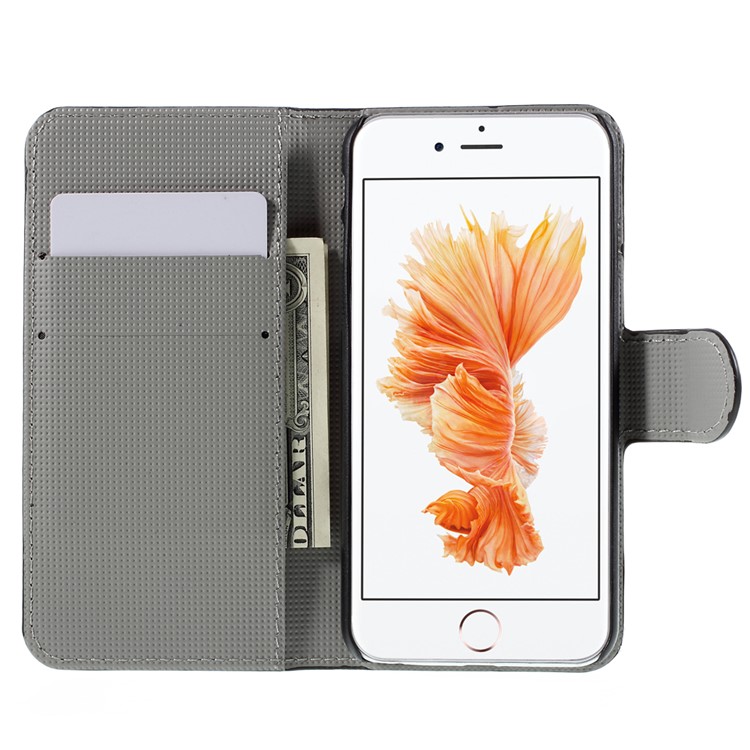 Carteira Leather Stand Cover para iPhone 6s-borboleta flor-6