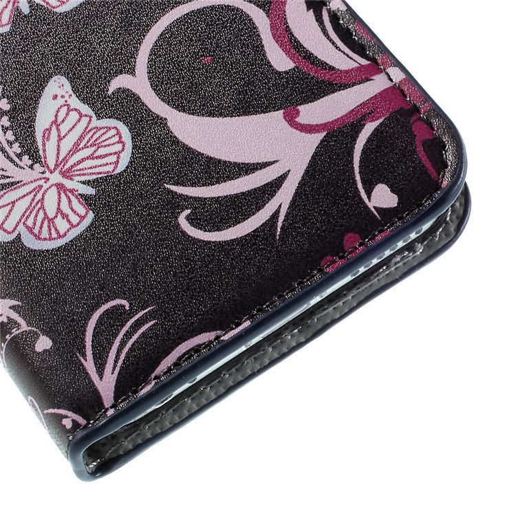 Carteira Leather Stand Cover para iPhone 6s-borboleta flor-9
