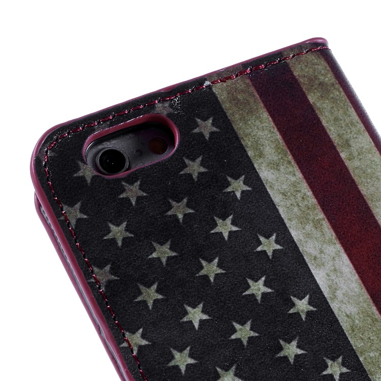 PU Leather Wallet Case for iPhone 6s - Retro American Flag-10