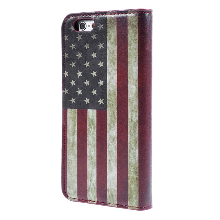 PU Leather Wallet Case for iPhone 6s - Retro American Flag-2