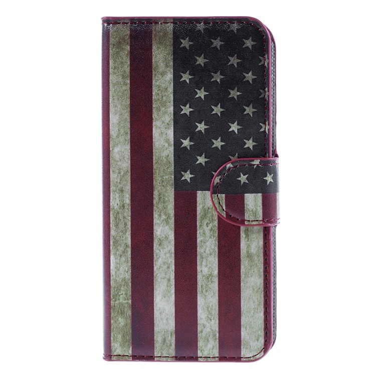PU Leather Wallet Case for iPhone 6s - Retro American Flag-3