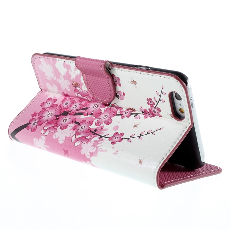 Tampa de capa de couro PU para iPhone 6s-ameixa abrir-5