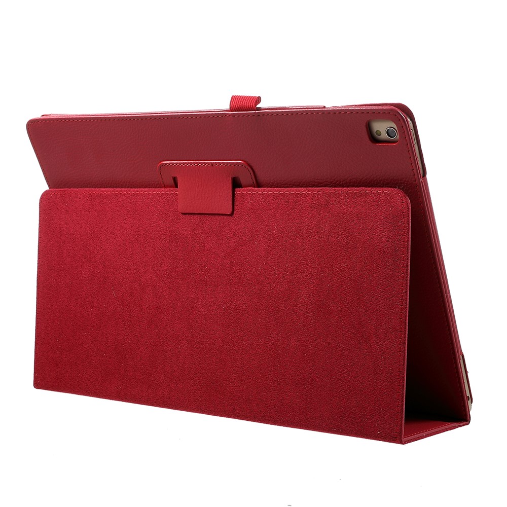 Litchi Texture Smart Leather Stand Shell for iPad Pro 12.9 inch - Red-2