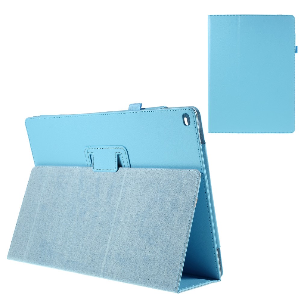 Lychee Skin Faux Leather Smart Case Cover for iPad Pro 12.9 inch - Baby Blue