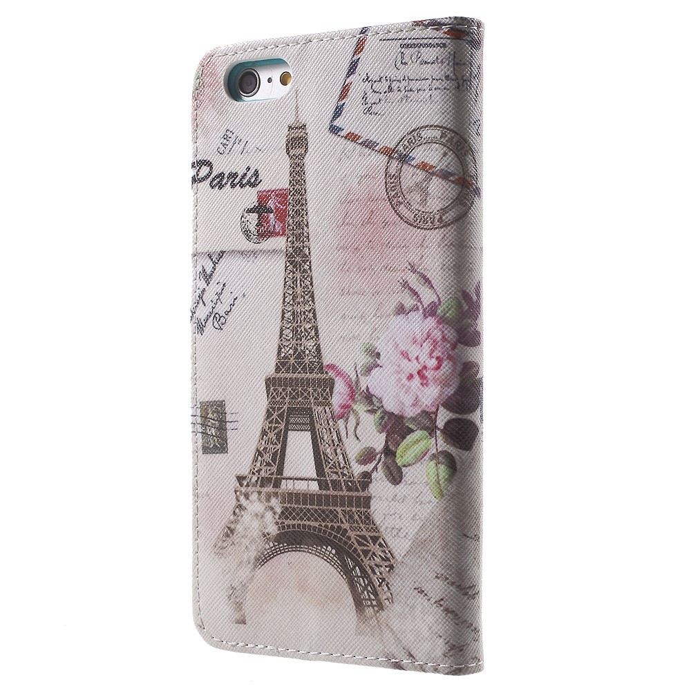Patterned Wallet Leather Stand Case for iPhone 6s / 6 4.7 inch - Eiffel Tower and Flower-2