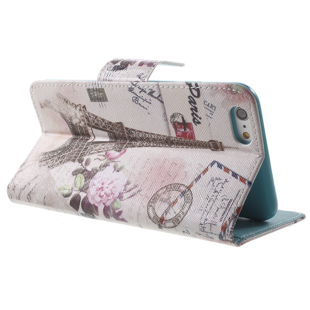 Patterned Wallet Leather Stand Case for iPhone 6s / 6 4.7 inch - Eiffel Tower and Flower-4
