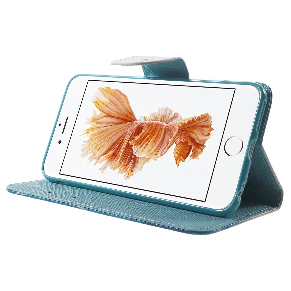 Patterned Wallet Leather Stand Cover for iPhone 6s / 6 4.7 inch - Blue Butterfly-3