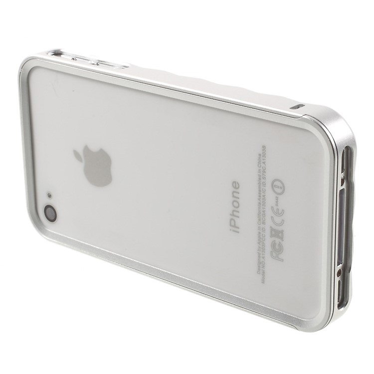 2-in-1 Slide-on Metal Frame Bumper for iPhone 4s 4 - Silver-3