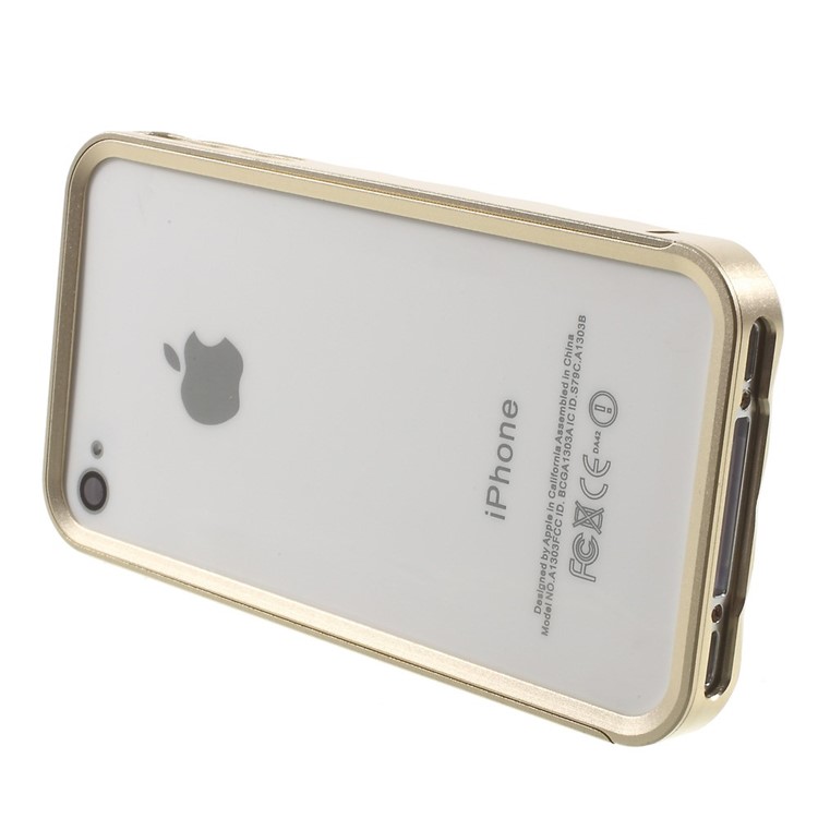 For iPhone 4s 4 Slide-on Metal Bumper 2-in-1 - Champagne-3