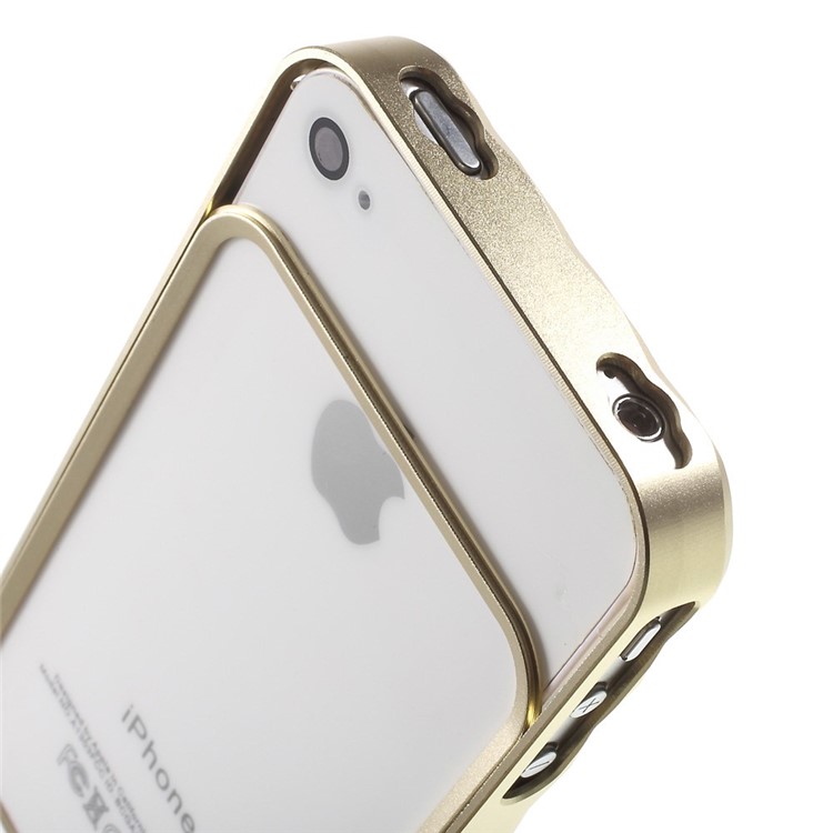 For iPhone 4s 4 Slide-on Metal Bumper 2-in-1 - Champagne-4