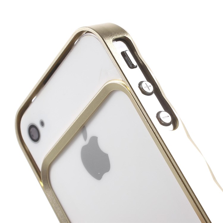 For iPhone 4s 4 Slide-on Metal Bumper 2-in-1 - Champagne-5