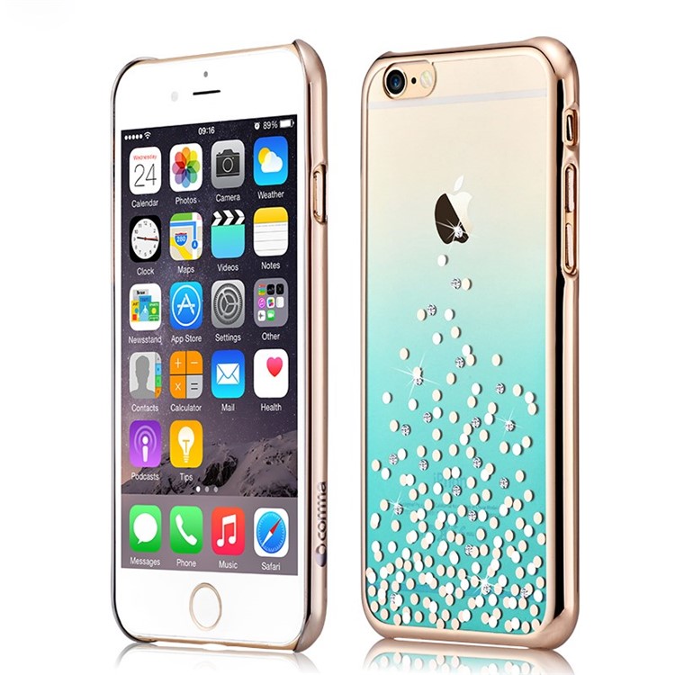 COMMA Gradient Plated PC Cover for iPhone 6s / 6 Polka Dots Pattern with Swarovski Crystals - Green-1