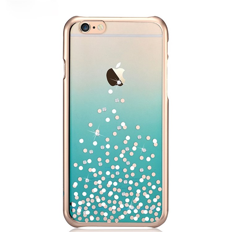COMMA Gradient Plated PC Cover for iPhone 6s / 6 Polka Dots Pattern with Swarovski Crystals - Green-3