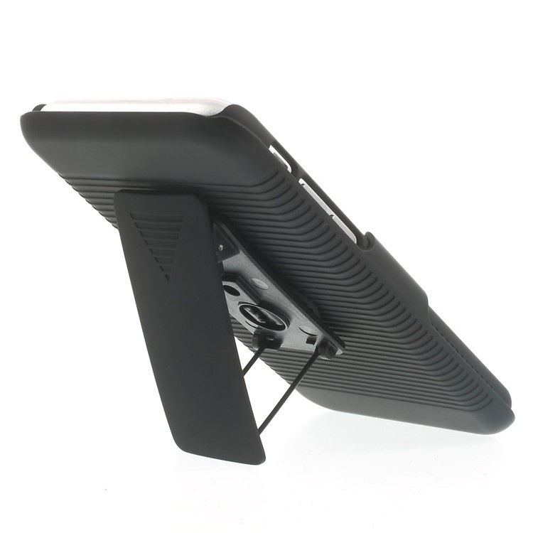 Anti-slip Stripe Slide Holster Case w/ Swivel Belt Clip Stand for iPhone 6s 6 - Black-4