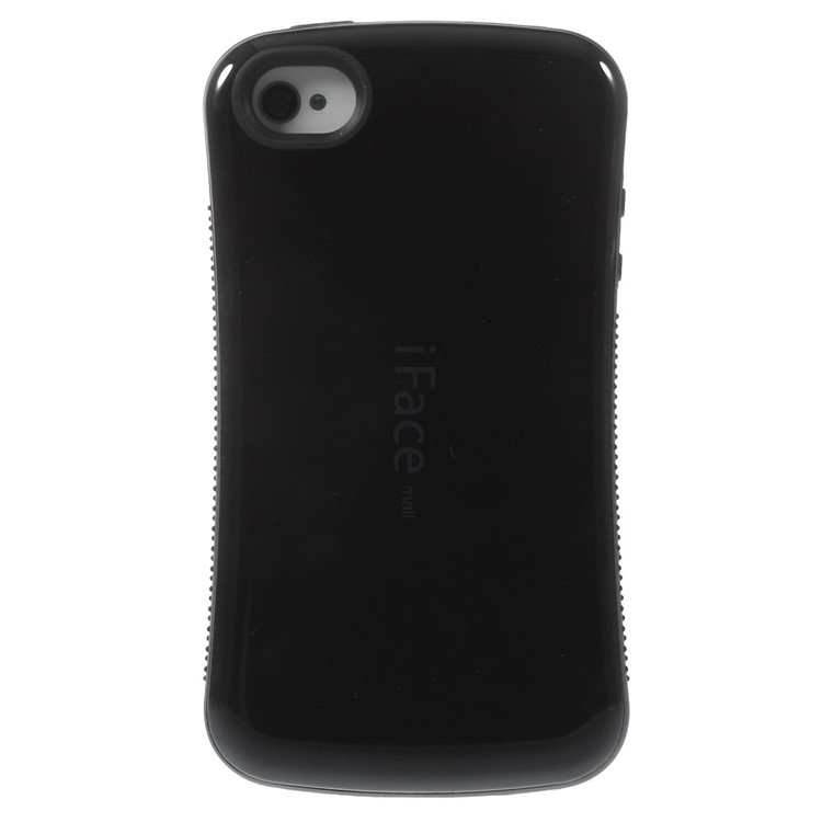 IFACE MALL Anti-slip Glossy PC + TPU Hybrid Case for iPhone 4 s 4 - Balck-2